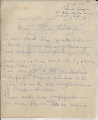 [Carta] 1943 Nov. 1, Rio de Janeiro, [Brasil] [a] [Gabriela] Mistral
