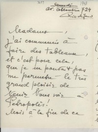 [Carta] [1943], Rio de Janeiro, [Brasil] [a] [Gabriela Mistral]