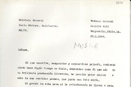 [Carta] 1949 ene. 17, Valparaíso, Chile [a] Gabriela Mistral, Santa Bárbara, California, EE. UU.