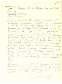 [Carta] 1946 dic. 24, Roma [a] Gabriela Mistral, Los Ángeles