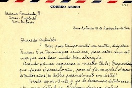 [Carta] 1946 dic. 31, San Antonio, Chile [a] Gabriela Mistral