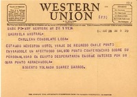 [Telegrama] 1947 mayo 28, New York, [Estados Unidos] [a] Gabriela Mistral, Los A[ngeles], [EE.UU.]
