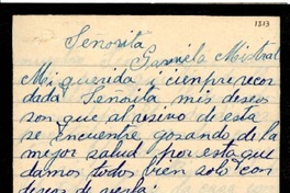 [Carta] 1947 abr. 9, Pisco Elqui, [Chile] [a] Gabriela Mistral