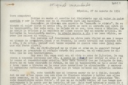 [Carta] 1951 ago. 27, Nápoles, [Italia] [a] Radomiro Tomic