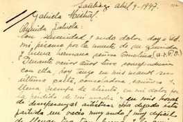 [Carta] 1947 abr. 9, Santiago [a] Gabriela Mistral