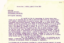 [Carta] 1947 abr. 25, Concepción, Chile [a] Gabriela Mistral, Washington, EE.UU