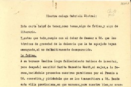 [Carta] 1947 jun. 20, Llolleo, Chile [a] Gabriela Mistral