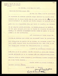 [Carta] 1947 mayo. 4, La Serena [a] Gabriela Mistral