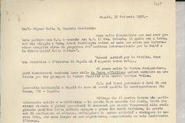 [Carta] 1952 febbr. 17, Napoli, [Italia] [a] Eugenio Coselschi