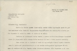 [Carta] 1952 magg. 19, Napoli, [Italia] [a] Eugenio Coselschi, Roma, [Italia]
