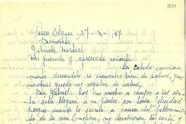 [Carta] 1947 oct. 17, Pisco Elqui, [Chile] [a] Gabriela Mistral