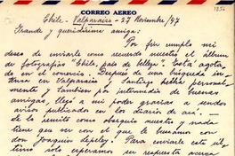 [Carta] 1947 nov. 27, Chile, Valparaíso [a] Gabriela Mistral