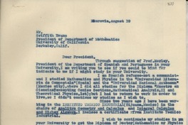 [Carta] Aug. 19, Monrovia, [EE.UU.] [a] Griffith Evans, Berkeley, California, [EE.UU.]