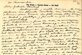 [Carta] 1947 nov. 30, Valparaíso, Chile [a] Gabriela Mistral