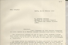 [Carta] 1946 févr. 15, Paris [a] Anthony Bertram, Paris