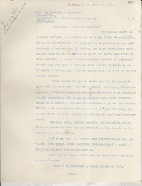[Carta] 1936 jun. 25, Lisboa, [Portugal] [al] Secretario de Relaciones Exteriores, Eduardo Hay, México D.F., [México]
