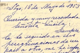 [Carta] 1953 mayo 18, Santiago, Chile [a] Lucila [Godoy]