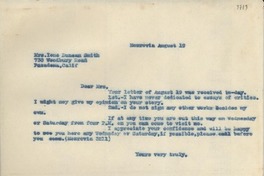 [Carta] ago. 19, Monrovia, [Estados Unidos] [a] Ione Duncan Smith, Pasadena, California