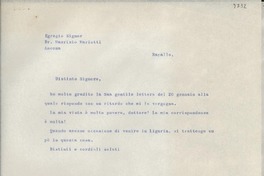 [Carta] Rapallo, [Italia] [a] Maurizio Mariotti, Ancona, [Italia]