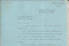 [Carta] 1946 Sept. 18, Monrovia, California, [Estados Unidos] [a] Hubert Herring, Claremont, California