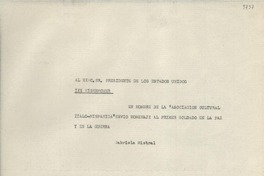 [Carta] [entre 1953-1961] [al] Exmo. Sr. Presidente de los Estados Unidos, Ike Eisenhower, [EE.UU.]