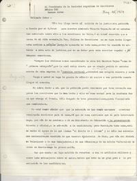 [Carta] 1954 mayo 25 [a] Presidente de la Sociedad Argentina de Escritores, Buenos Aires