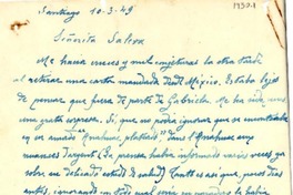 [Carta] 1949 mar. 10, Santiago [a] Señorita Saleva