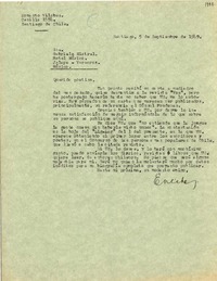 [Carta] 1949 sept. 5, Santiago, Chile [a] Gabriela Mistral, Hotel México, Jalapa, Veracruz, México