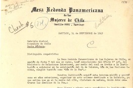 [Carta] 1949 sept. 14, Santiago, [Chile] [a] Gabriela Mistral, Consulado de Chile, Santa Bárbara, [EE.UU.]