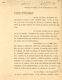 [Carta] 1949 sept. 16, Santiago, Chile [a] Gabriela Mistral, EE.UU.