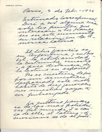[Carta] 1946 sept. 4, Paris, [Francia] [al] corresponsal