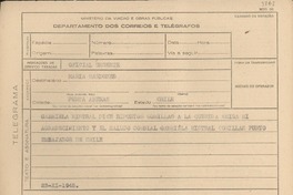 [Telegrama] 1945 nov. 23, [Brasil] [a] María Mardones, Punta Arenas, Chile