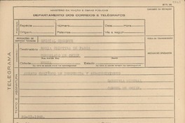 [Telegrama] 1945 nov. 20, [Brasil] [a] María Cristina de Padua, [Río de Janeiro]