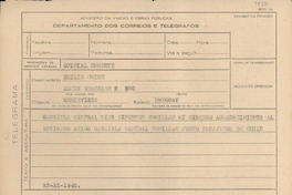 [Telegrama] 1945 nov. 23, [Brasil] [a] Emilio Oribe, Montevideo, Uruguay