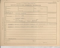 [Telegrama] 1945 nov. 23, [Brasil] [a] Raquel Saens, Montevideo, Uruguay