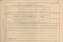 [Telegrama] 1945 nov. 23, [Brasil] [a] Ovidio da Cunha Campos Menendez, Buenos Aires, Argentina