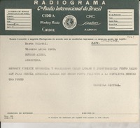 [Telegrama] 1945 nov. 19, [Brasil] [a] Martha Salotti, Buenos Aires, Argentina
