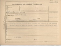 [Telegrama] 1945 nov. 27, [Brasil] [a] Santiago Labarca, Santiago, Chile
