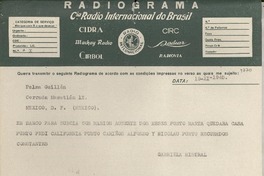 [Telegrama] 1945 nov. 19, [Brasil] [a] Palma Guillén, México D. F.