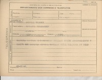 [Telegrama] 1945 nov. 27, [Brasil] [a] Catalina Recabarren [i.e. Recavarren], Lima, Perú