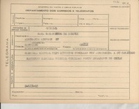 [Telegrama] 1945 dic. 5, [Brasil] [a] Sara Bahamonde de Roepke, Santiago, Chile