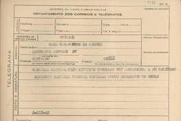 [Telegrama] 1945 dic. 5, [Brasil] [a] Sara Bahamonde de Roepke, Santiago, Chile