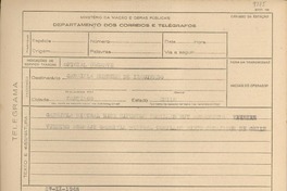 [Telegrama] 1945 nov. 27, [Brasil] [a] Gabriela Hunneus de Izquierdo, Santiago, Chile