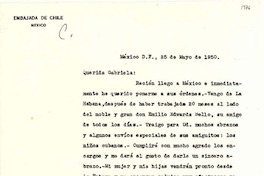 [Carta] 1950 mayo. 25, México D.F [a] Gabriela Mistral, México