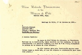 [Carta] 1950 oct. 1, Santiago, Chile [a] Gabriela Mistral, Jalapa, Veracruz, México
