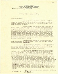 [Carta] 1950 jun. 20, Santiago [a] Gabriela Mistral