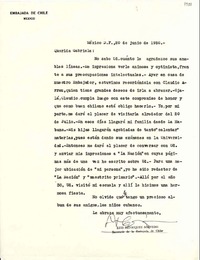 [Carta] 1950 jun. 20, México D.F [a] Gabriela Mistral, México
