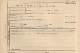 [Telegrama] 1945 nov. 27, [Brasil] [a] Teresa Llona de Reboredo, Lima, Perú