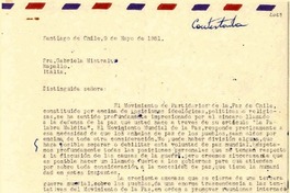 [Carta] 1951 mayo 9, Santiago, Chile [a] Gabriela Mistral, Rapallo, Italia