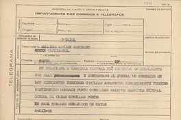 [Telegrama] 1945 dic. 4, [Brasil] [a] Suzanne Adrien Bertrand, [Rio de Janeiro, Brasil]